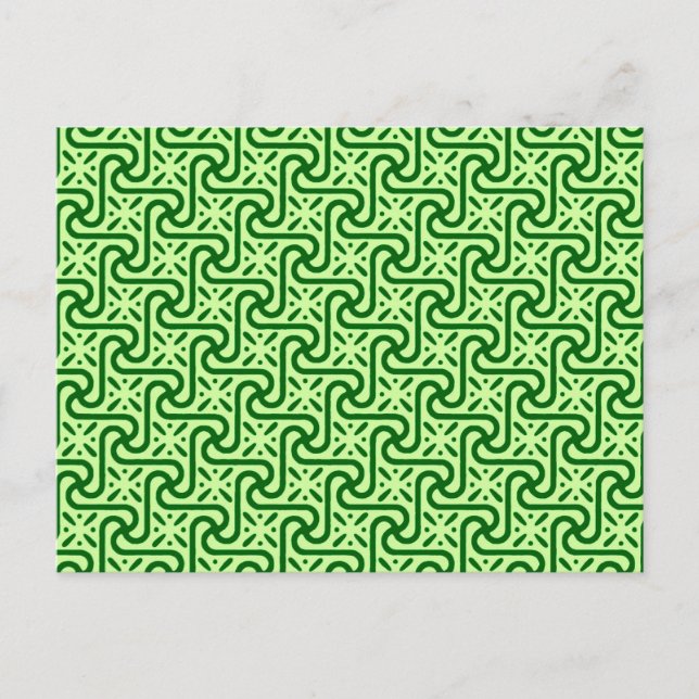Egyptiskt kakelmönster, smaragd och limegrön vykort (Framsida)