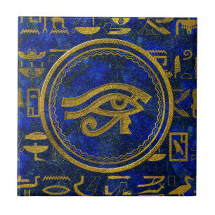 Egyptiskt öga av den Horus - Wadjet Lapis lazulie Kakelplatta