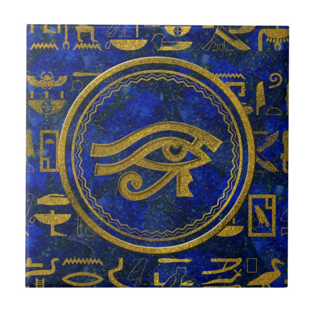 Egyptiskt öga av den Horus - Wadjet Lapis lazulien Kakelplatta (Framsidan)