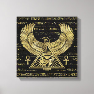 Egyptiskt öga av Horus - den Wadjet guld och Canvastryck