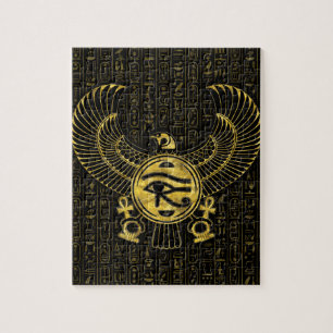 Egyptiskt öga av Horus - den Wadjet guld och Pussel