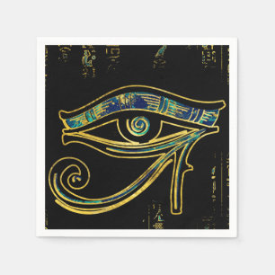 Egyptiskt öga av Horus på hieroglyphics och marm Pappersservett