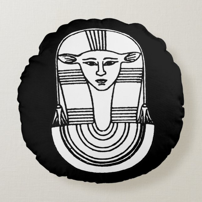 Egyptiskt symbol: Hathor Rund Kudde (Framsidan)