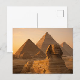 Egyptiskt vykort Sfinksen Pyramiderna gyllene timm