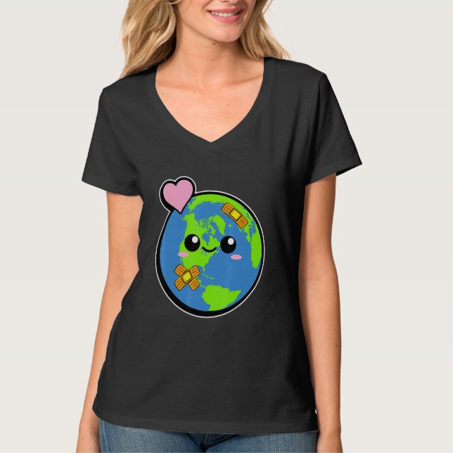 Eh Heal the Environment & Grönt Planet T Shirt (Framsida)