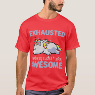 Ehausted From Being Awesome Lazy Unicorn Gift vint T Shirt