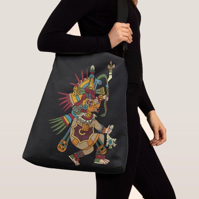 Ehecatl Mayan Art Tote eller Crossbody Bag Axelväska (Närbild)