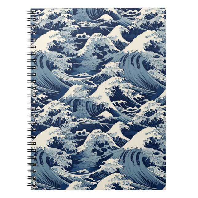 Ehemerala Vapensköldar: Hokusai Vågar Reimaged Anteckningsbok (Framsidan)