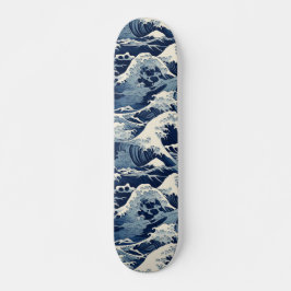 Ehemerala Vapensköldar: Hokusai Vågar Reimaged Mini Skateboard Bräda 18,5 Cm
