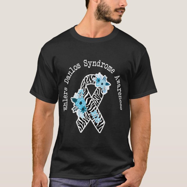 Ehlers Danlos Syndrome Awareness Eds Zibra Ribbon T Shirt (Framsida)
