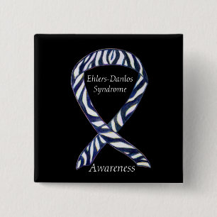 Ehlers-Danlos Syndrome Awareness Ribbon Zebra Stif Knapp