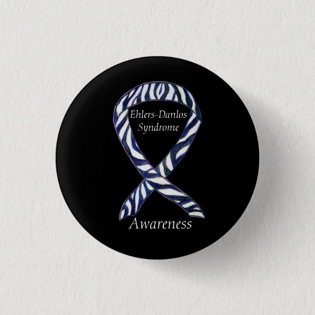 Ehlers-Danlos Syndrome Awareness Ribbon Zebra Stif Knapp (Framsida)
