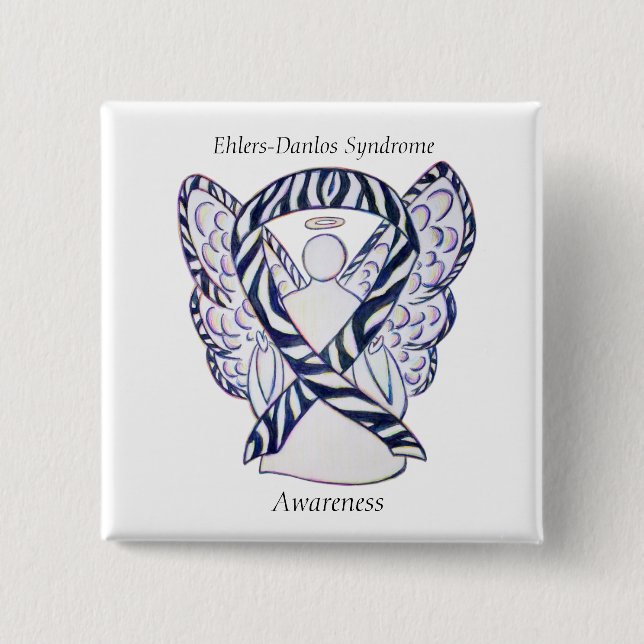 Ehlers-Danlos Syndrome Awareness Ribbon Zebra Stif Knapp (Framsida)