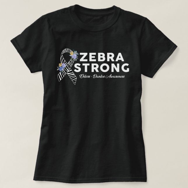 Ehlers-Danlos Syndrome Awareness Zebra Strong T Shirt (Design framsida)