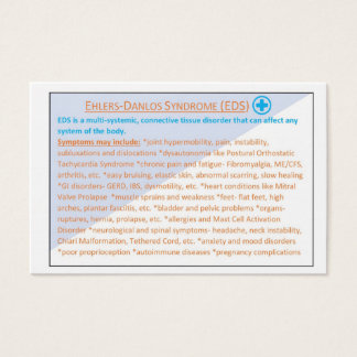 Ehlers Danlos Syndrome EDS-informationskort Visitkort