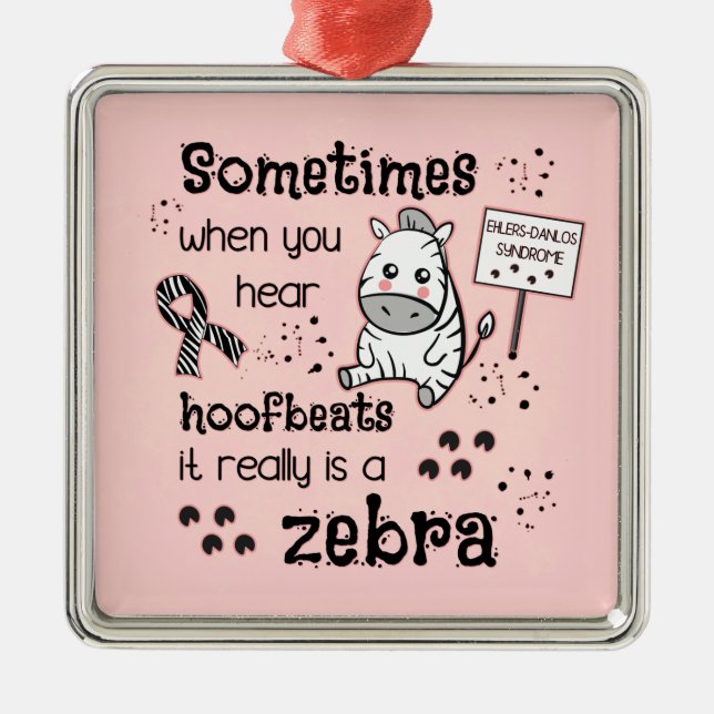 Ehlers-Danlos Syndrome Zebra Awareness Julgransprydnad Metall (Framsidan)