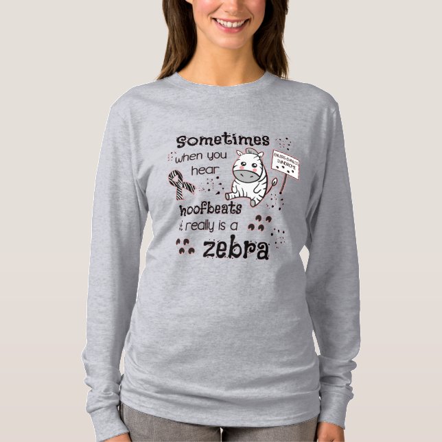 Ehlers-Danlos Syndrome Zebra Awareness T Shirt (Framsida)