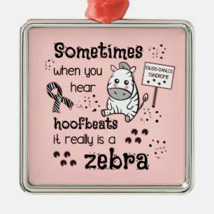 Ehlers-Danlos Syndrome Zebra-medvetande Julgransprydnad Metall