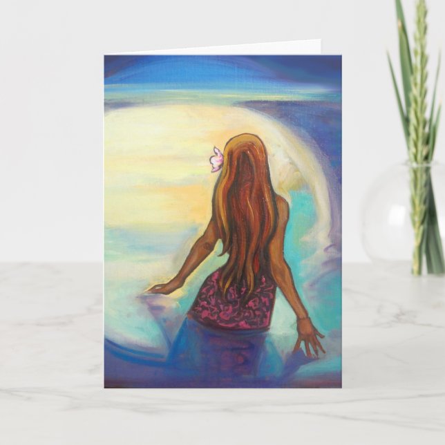 "Ehu Girl" som målar på hälsningskort Kort (Framsida)