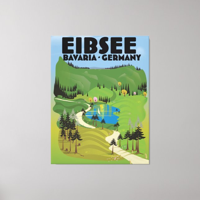 Eibsee Tyskland reseaffisch. Canvastryck (Framsida)