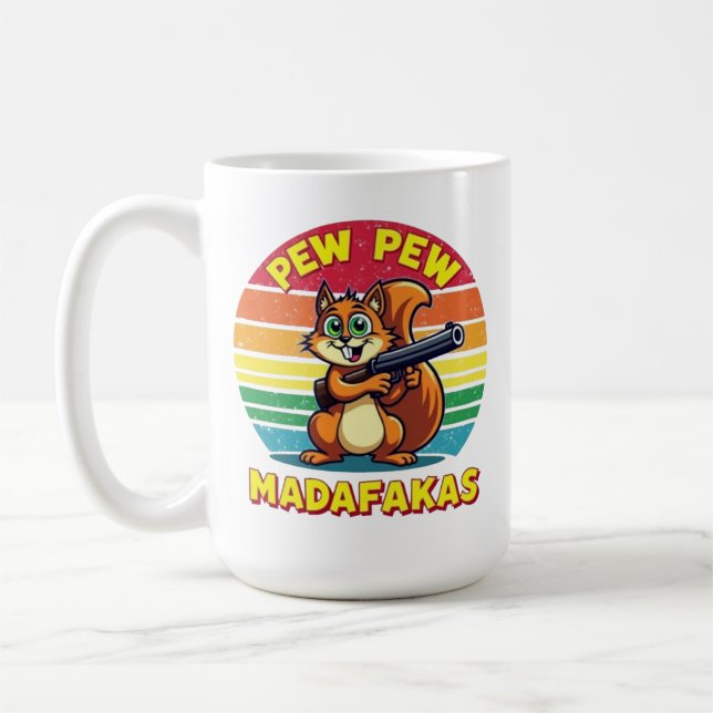 Eichhörnchen im Action-Modus: PEW PEW! Kaffemugg (Vänster)