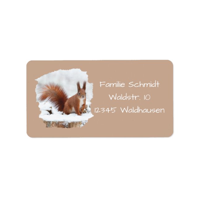 Eichhörnchen im Schnee - braun | Adressetikett (Framsidan)