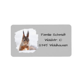 Eichhörnchen im Schnee - grau | Adressetikett