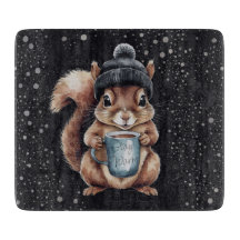 Eichhörnchen mit Tasse und Schnee „Stay Warm“