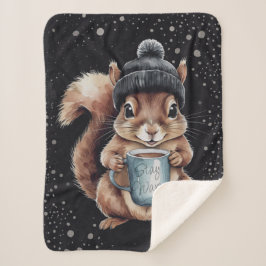 Eichhörnchen mit Tasse und Schnee „Stay Warm“