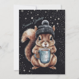 Eichhörnchen mit Tasse und Schnee „Stay Warm“  Julkort