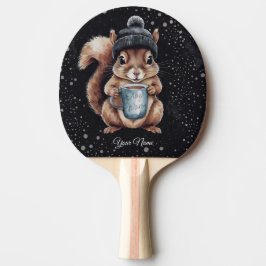 Eichhörnchen mit Tasse und Schnee „Stay Warm“ Pingisracket