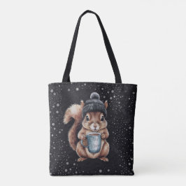 Eichhörnchen mit Tasse und Schnee „Stay Warm“ Tygkasse