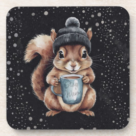 Eichhörnchen mit Tasse und Schnee „Stay Warm“ Underlägg