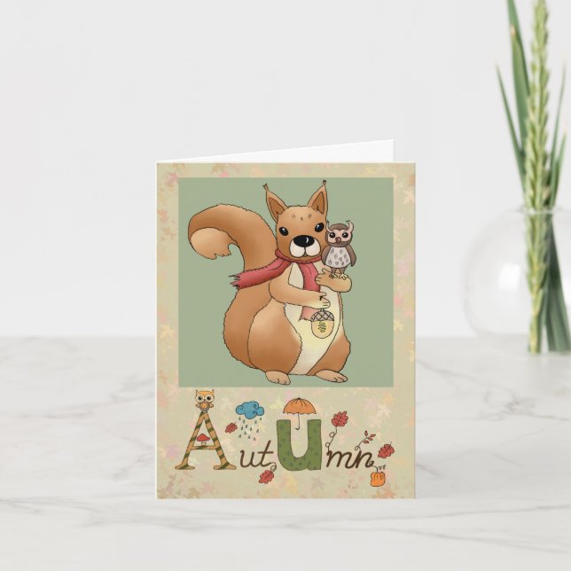 Eichhörnchen und Eule Helgkort (Framsida)