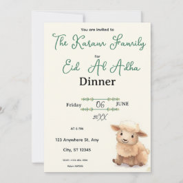 Eid  Al Adha Beige Cute Sheep Dinner  Inbjudningar