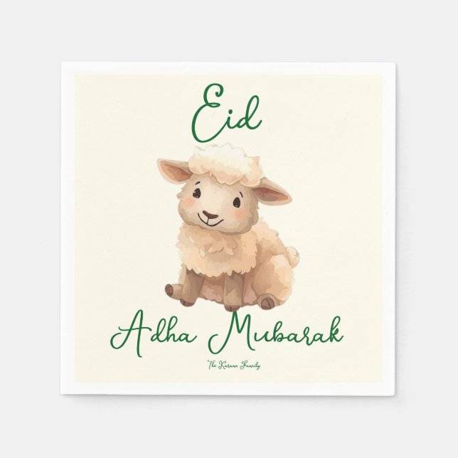 Eid Al Adha Beige Söt Får Middag  Pappersservett (Framsidan)