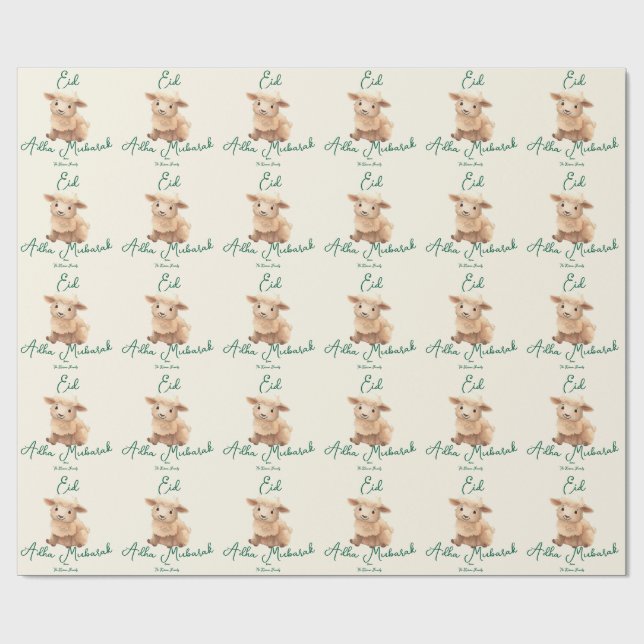 Eid Al Adha Beige Söt Får Middag  Presentpapper (Platt)