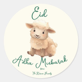 Eid Al Adha Beige söt Får Party Runt Klistermärke