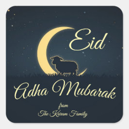 Eid Al Adha Dark Blue Sheep Dinner Fyrkantigt Klistermärke