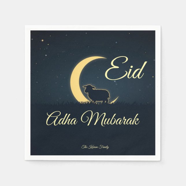 Eid  Al Adha Dark Blue Sheep  Dinner  Pappersservett (Framsidan)