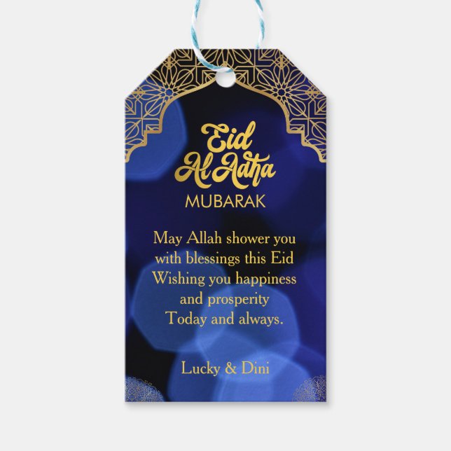 Eid Al Adha Golden Mandala Flat Helgdag Card Presentetikett (Framsidan)