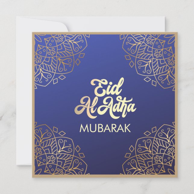 Eid Al Adha Golden Mandala Star Flat Helgdag Card (Framsida)