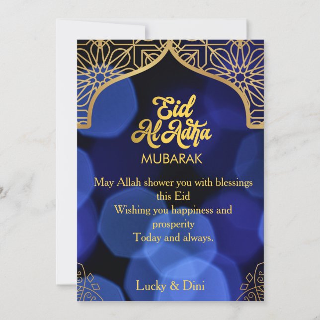 Eid Al Adha Guld-Mandala Platt Semesterkort Inbjudningar (Framsida)