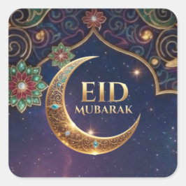 Eid Al-Adha islamisk högtid Guld och marinblå Fyrkantigt Klistermärke