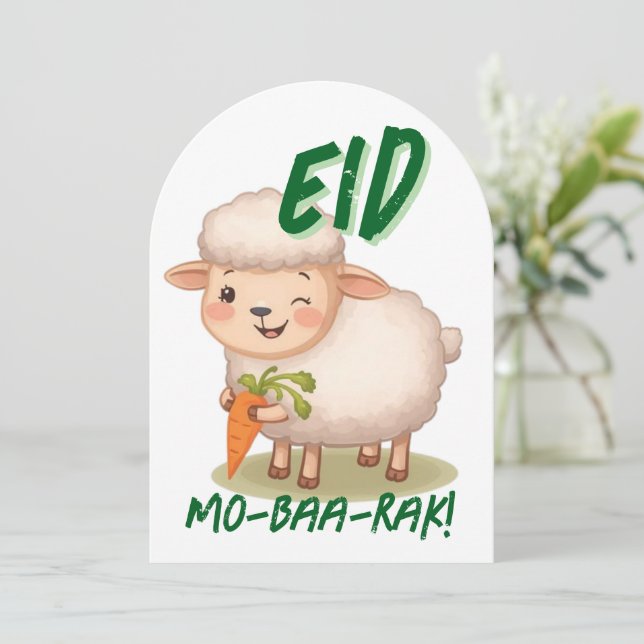 Eid Al Adha Mubarak Cute Sheep Greeting Card  Inbjudningar (Stående Fram)