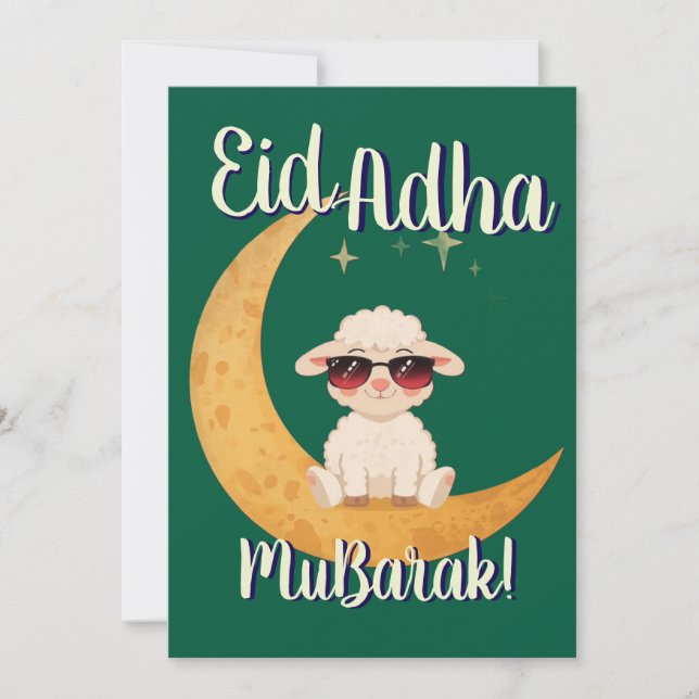 Eid Al Adha Mubarak Cute Sheep Greeting Card  Inbjudningar (Framsida)