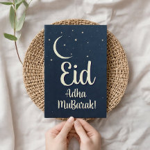 Eid Al Adha Mubarak Elegant Blå Grattiskort