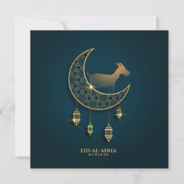 Eid al Adha Mubarak Goat Crescent Traditional Lamp Julkort