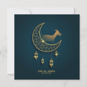 Eid al Adha Mubarak Goat Crescent Traditional Lamp Julkort