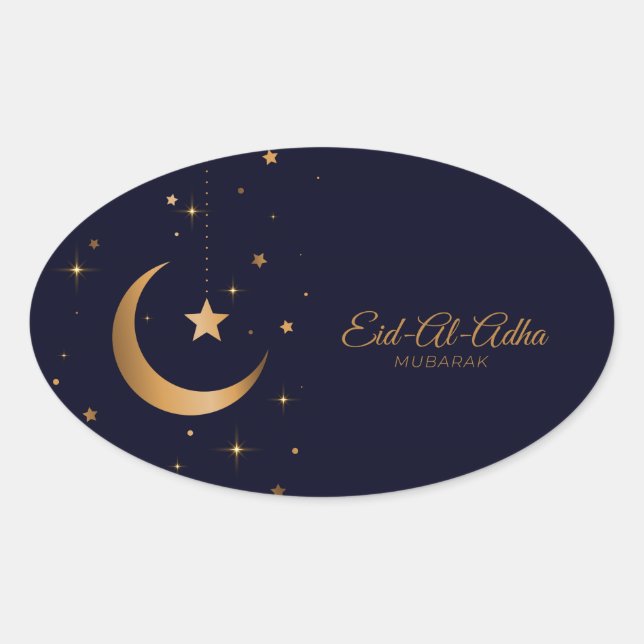 Eid-Al-Adha Mubarak Ovalt Klistermärke (Framsida)